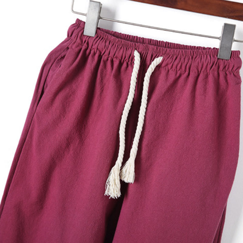 Buddha Stones 2-teiliges, einfarbiges Herren-Set mit Froschknöpfen, langärmeligen Hemden und Hosen aus Baumwolle mit Taschen - image 36