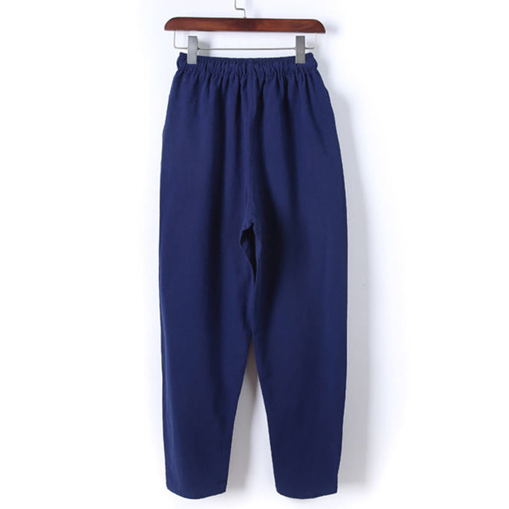 Buddha Stones 2-teiliges, einfarbiges Herren-Set mit Froschknöpfen, langärmeligen Hemden und Hosen aus Baumwolle mit Taschen - image 28