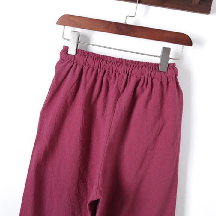 Buddha Stones 2-teiliges, einfarbiges Herren-Set mit Froschknöpfen, langärmeligen Hemden und Hosen aus Baumwolle mit Taschen - image 37