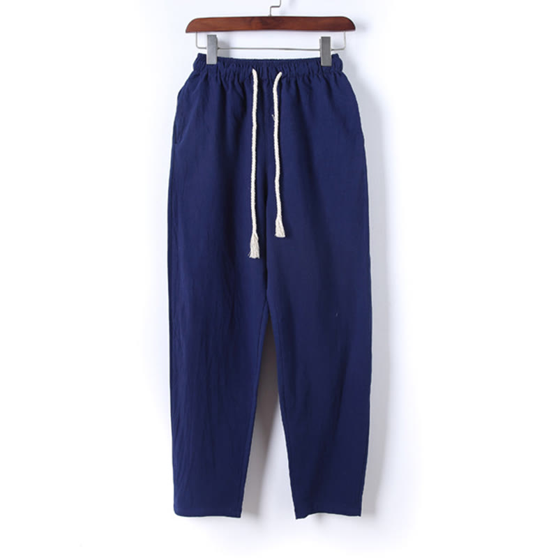 Buddha Stones 2-teiliges, einfarbiges Herren-Set mit Froschknöpfen, langärmeligen Hemden und Hosen aus Baumwolle mit Taschen - image 27