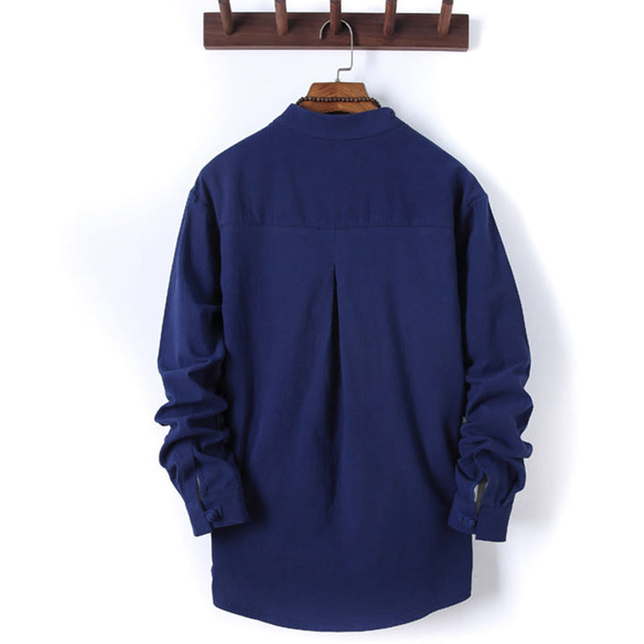 Buddha Stones 2-teiliges, einfarbiges Herren-Set mit Froschknöpfen, langärmeligen Hemden und Hosen aus Baumwolle mit Taschen - image 22