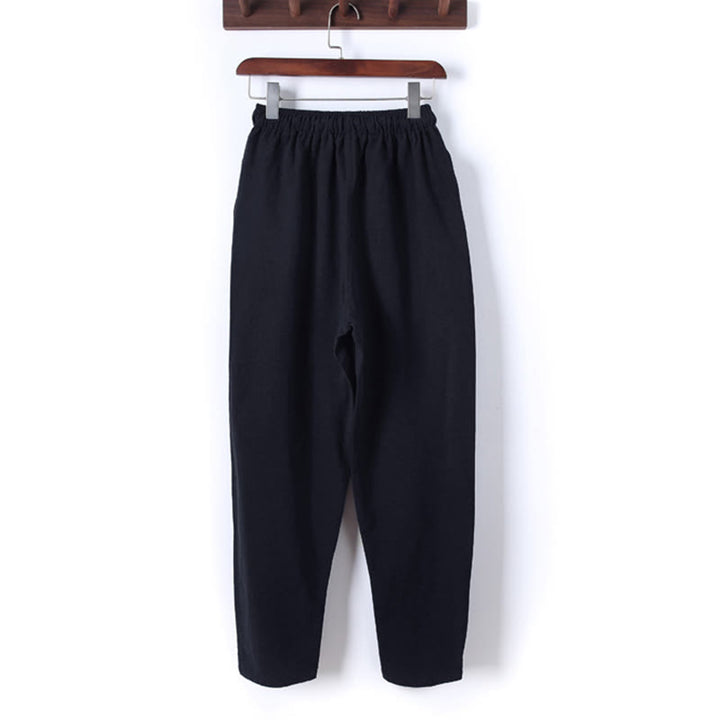 Buddha Stones 2-teiliges, einfarbiges Herren-Set mit Froschknöpfen, langärmeligen Hemden und Hosen aus Baumwolle mit Taschen - image 6