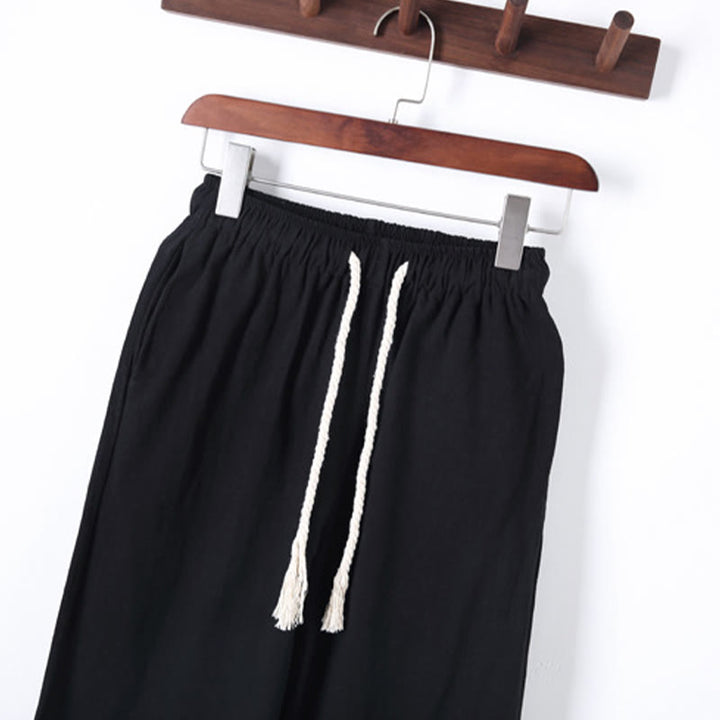 Buddha Stones 2-teiliges, einfarbiges Herren-Set mit Froschknöpfen, langärmeligen Hemden und Hosen aus Baumwolle mit Taschen - image 7