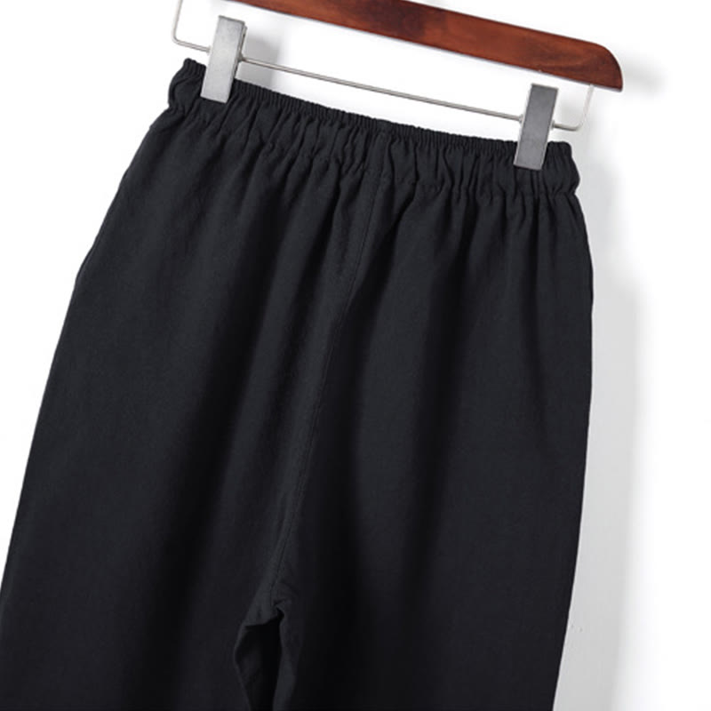 Buddha Stones 2-teiliges, einfarbiges Herren-Set mit Froschknöpfen, langärmeligen Hemden und Hosen aus Baumwolle mit Taschen - image 8