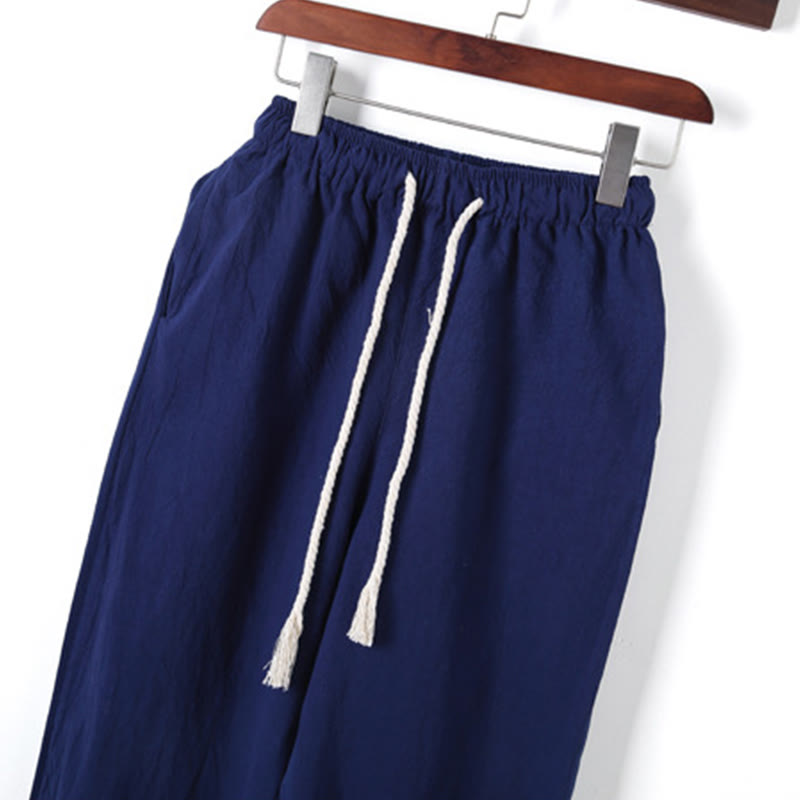 Buddha Stones 2-teiliges, einfarbiges Herren-Set mit Froschknöpfen, langärmeligen Hemden und Hosen aus Baumwolle mit Taschen - image 25