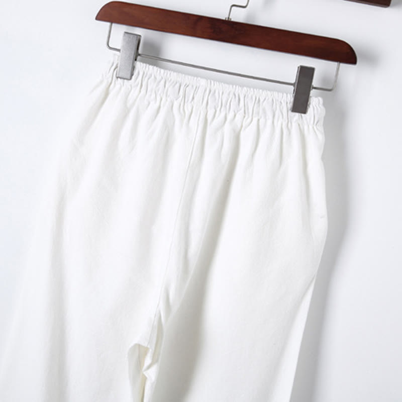 Buddha Stones 2-teiliges, einfarbiges Herren-Set mit Froschknöpfen, langärmeligen Hemden und Hosen aus Baumwolle mit Taschen - image 18