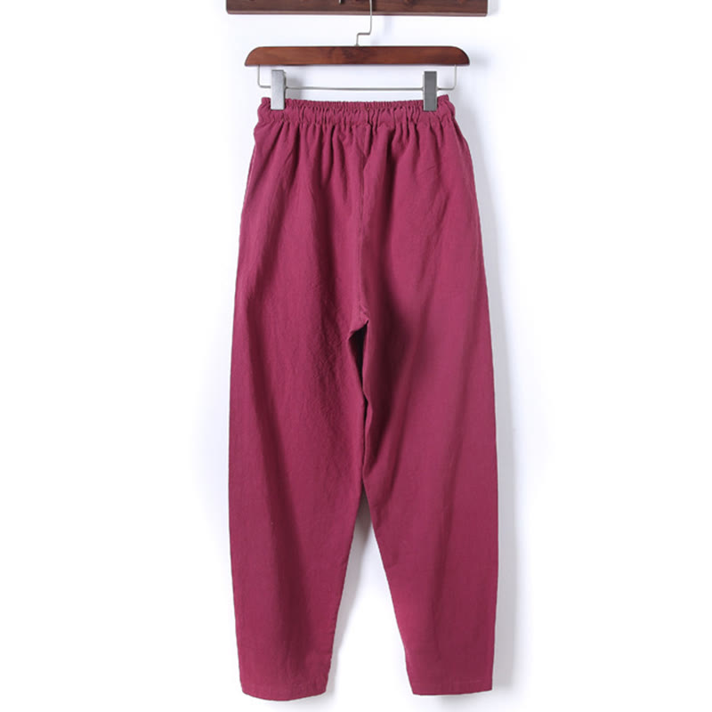 Buddha Stones 2-teiliges, einfarbiges Herren-Set mit Froschknöpfen, langärmeligen Hemden und Hosen aus Baumwolle mit Taschen - image 35