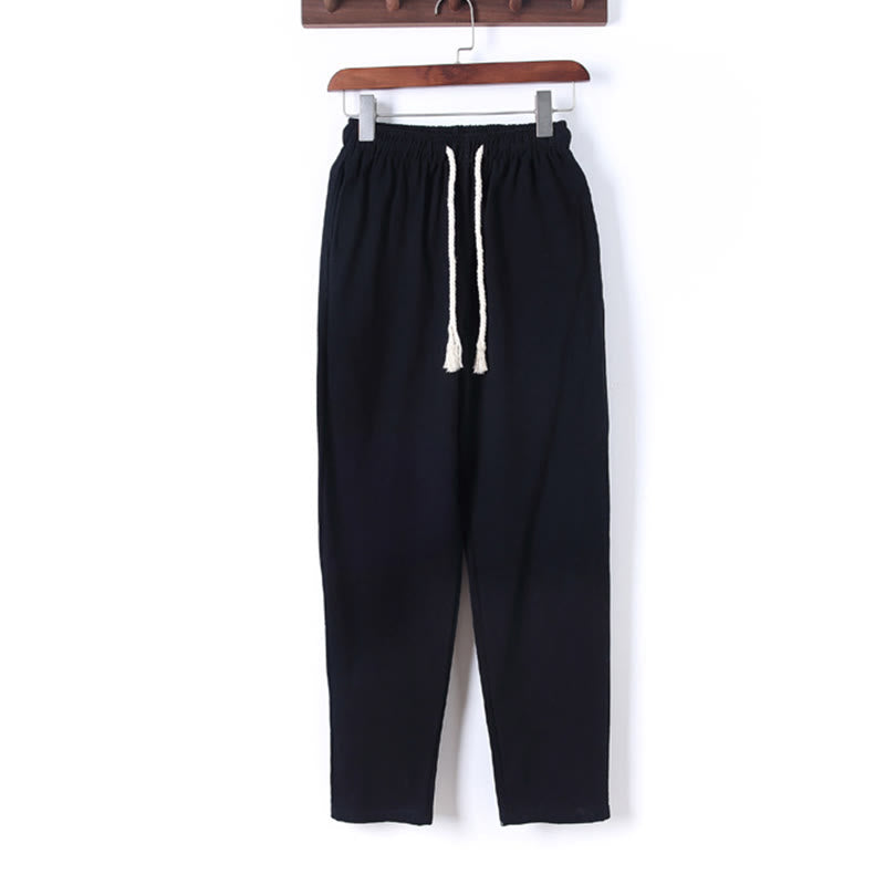 Buddha Stones 2-teiliges, einfarbiges Herren-Set mit Froschknöpfen, langärmeligen Hemden und Hosen aus Baumwolle mit Taschen - image 5