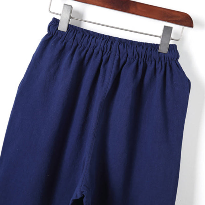 Buddha Stones 2-teiliges, einfarbiges Herren-Set mit Froschknöpfen, langärmeligen Hemden und Hosen aus Baumwolle mit Taschen - image 26