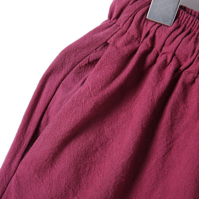 Buddha Stones 2-teiliges, einfarbiges Herren-Set mit Froschknöpfen, langärmeligen Hemden und Hosen aus Baumwolle mit Taschen - image 41