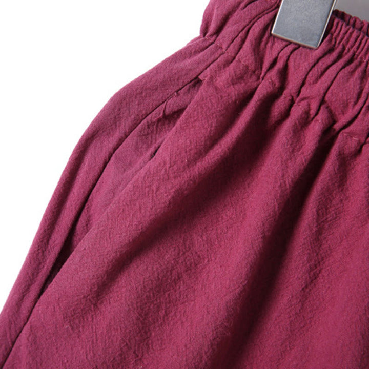 Buddha Stones 2-teiliges, einfarbiges Herren-Set mit Froschknöpfen, langärmeligen Hemden und Hosen aus Baumwolle mit Taschen - image 41