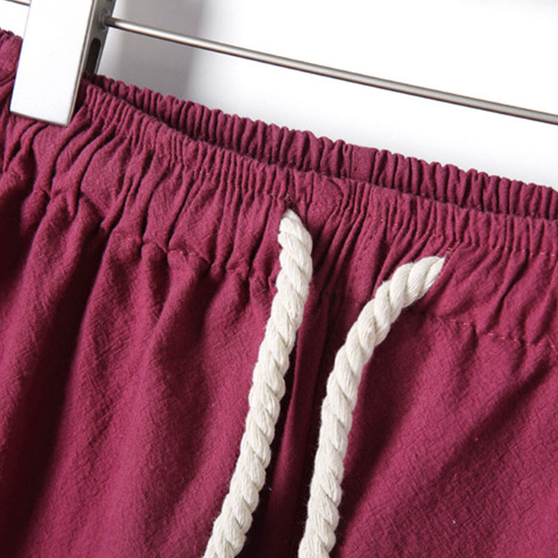 Buddha Stones 2-teiliges, einfarbiges Herren-Set mit Froschknöpfen, langärmeligen Hemden und Hosen aus Baumwolle mit Taschen - image 39