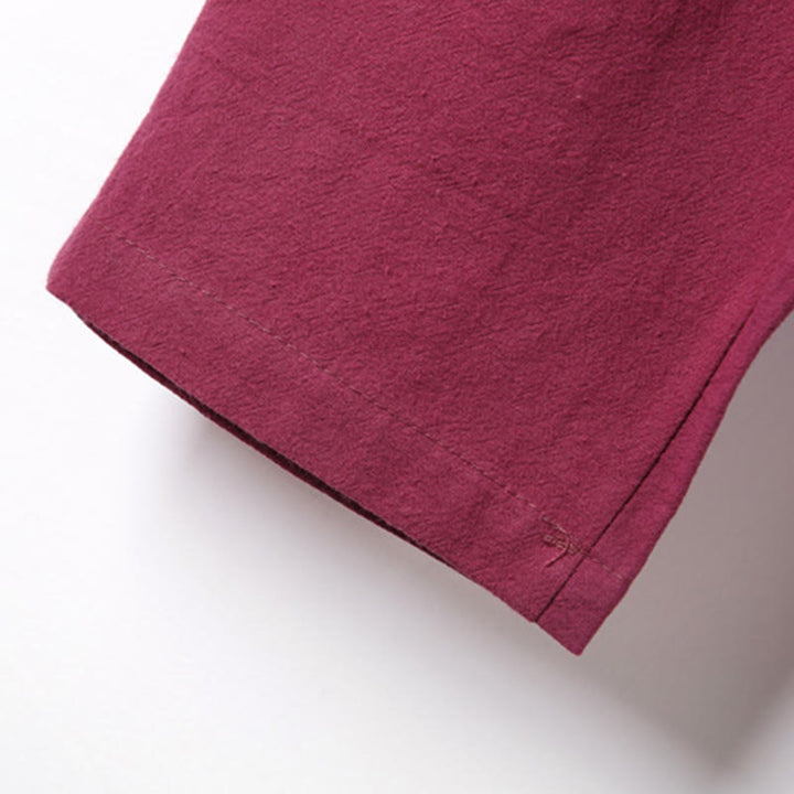 Buddha Stones 2-teiliges, einfarbiges Herren-Set mit Froschknöpfen, langärmeligen Hemden und Hosen aus Baumwolle mit Taschen - image 42