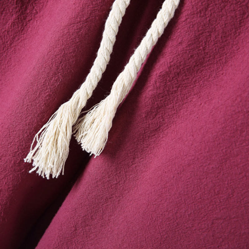 Buddha Stones 2-teiliges, einfarbiges Herren-Set mit Froschknöpfen, langärmeligen Hemden und Hosen aus Baumwolle mit Taschen - image 40