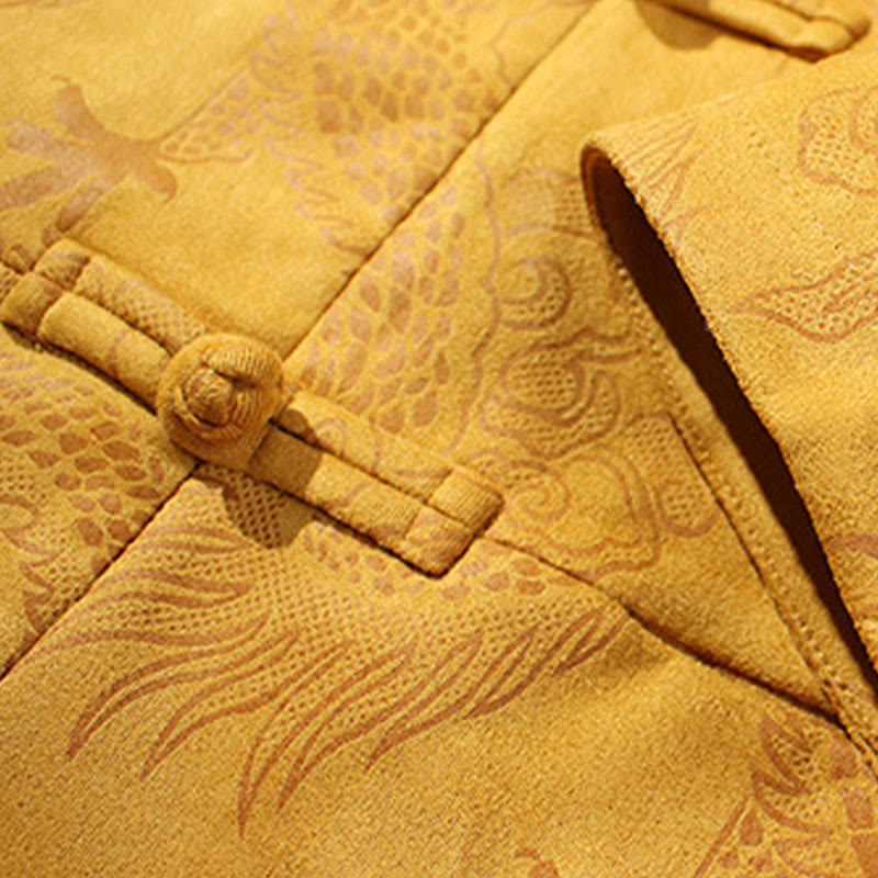 Buddha Stones Bambus Drache Frosch-Knopf-Design Langarm Herrenjacke - image 21