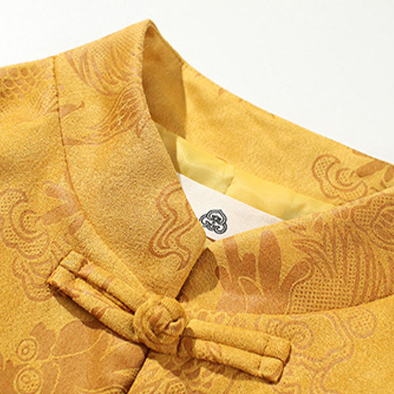 Buddha Stones Bambus Drache Frosch-Knopf-Design Langarm Herrenjacke - image 20