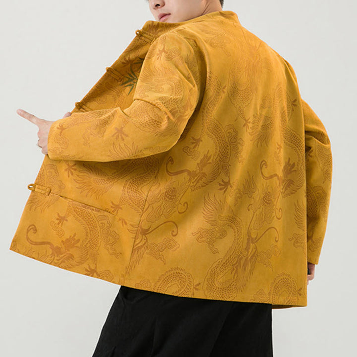 Buddha Stones Bambus Drache Frosch-Knopf-Design Langarm Herrenjacke - image 13