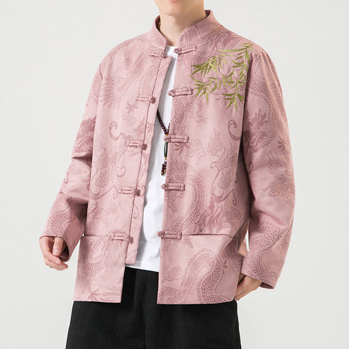 Buddha Stones Bambus Drache Frosch-Knopf-Design Langarm Herrenjacke - image 36