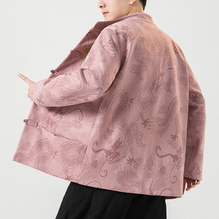 Buddha Stones Bambus Drache Frosch-Knopf-Design Langarm Herrenjacke - image 37