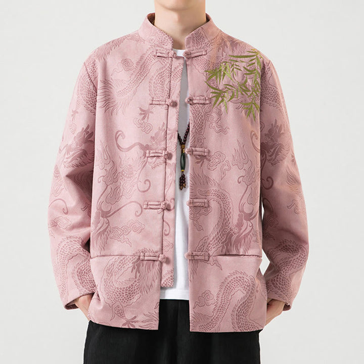 Buddha Stones Bambus Drache Frosch-Knopf-Design Langarm Herrenjacke - image 34