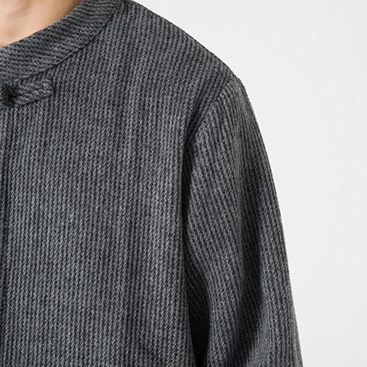 Buddha Stones Herren-Cordjacke aus Baumwolle mit Taschen und Froschknöpfen, einfarbig, langärmlig - image 20