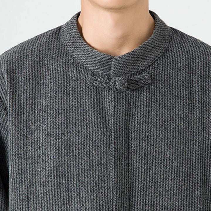 Buddha Stones Herren-Cordjacke aus Baumwolle mit Taschen und Froschknöpfen, einfarbig, langärmlig - image 19