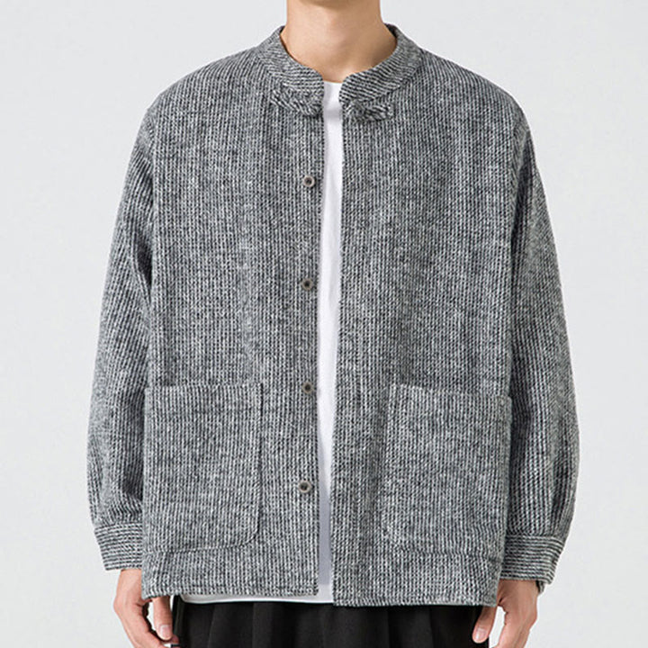 Buddha Stones Herren-Cordjacke aus Baumwolle mit Taschen und Froschknöpfen, einfarbig, langärmlig - Grau - US/ UK/AU48,EU58 (5XL) - image 22