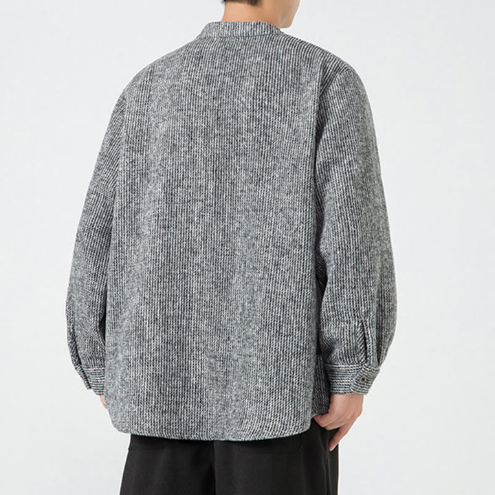 Buddha Stones Herren-Cordjacke aus Baumwolle mit Taschen und Froschknöpfen, einfarbig, langärmlig - image 26