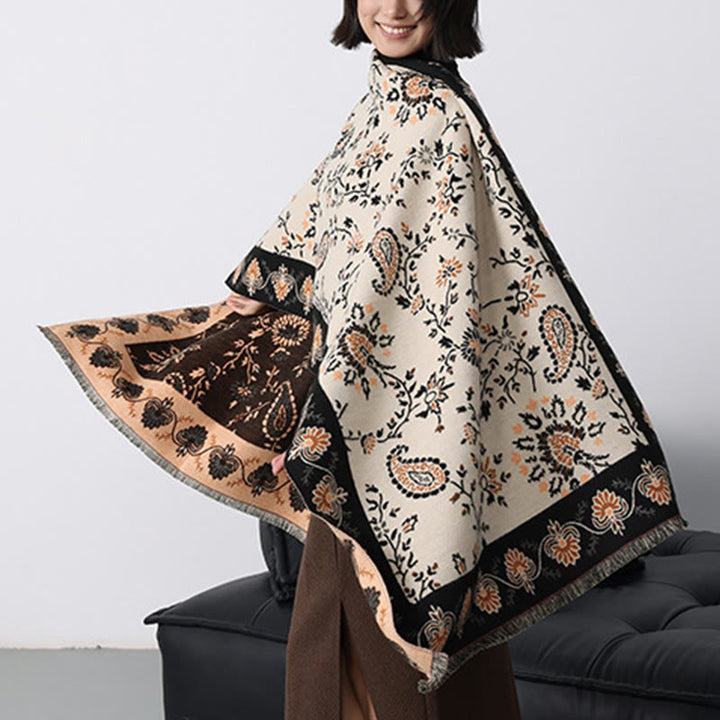 Buddha Stones Verdickt Winter Paisley Blumen Reben Muster Weichen Schal Schal - image 23