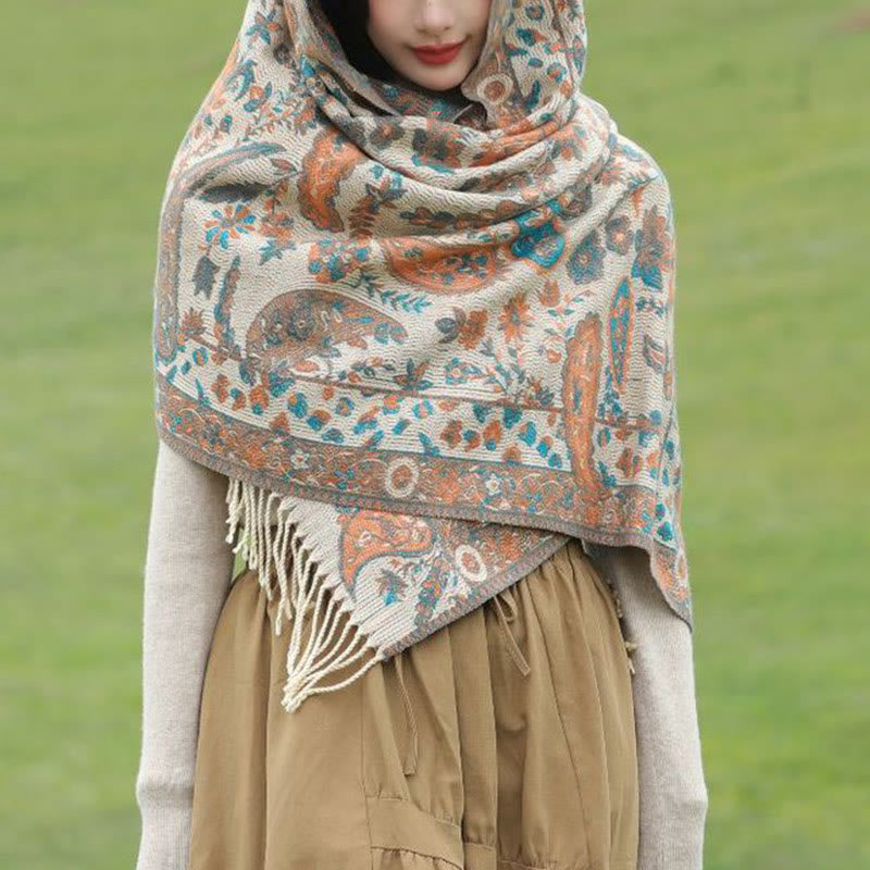 Buddha Stones Ethnic Besticktes Paisley Blumen Muster Quaste Weicher Schal Schal - image 11