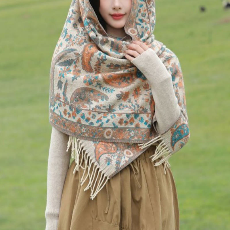 Buddha Stones Ethnic Besticktes Paisley Blumen Muster Quaste Weicher Schal Schal - image 12