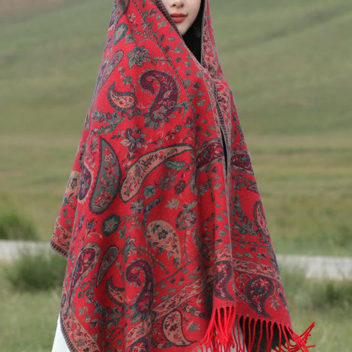 Buddha Stones Ethnic Besticktes Paisley Blumen Muster Quaste Weicher Schal Schal - image 18