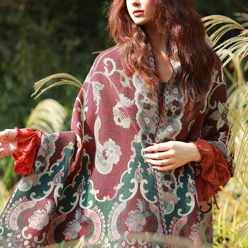 Buddha Stones Jacquard Ethnic Paisley Pflanzen Muster Quaste Weicher Thermoschal Schal - image 5