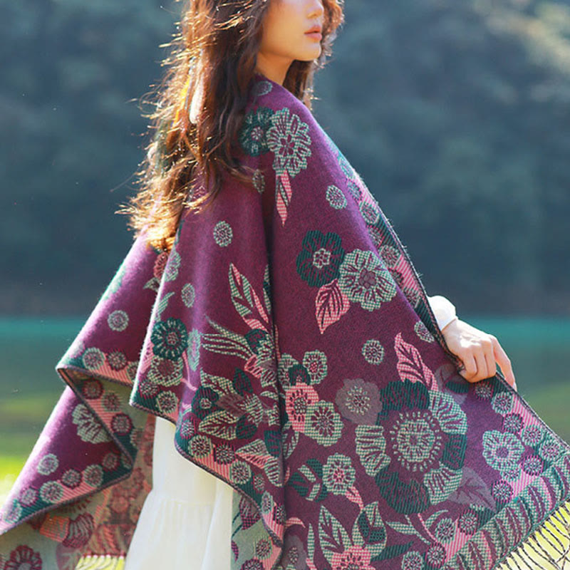 Buddha Stones Jacquard Ethnic Paisley Pflanzen Muster Quaste Weicher Thermoschal Schal - image 30