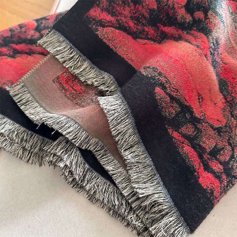 Buddha Stones Winter Landschaft Malerei Muster Quasten Gemütliche Dicken Schal Schal - image 4