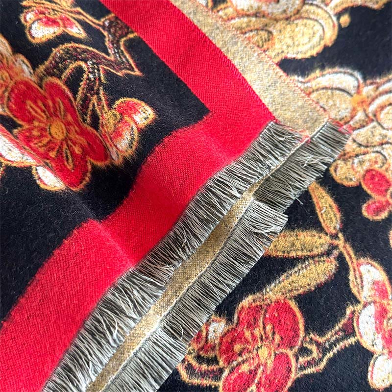 Buddha Stones, Winterkranich, Pflaumenblüte, glückverheißende Wolken, Muster, Quasten, gemütlicher Schal - image 4