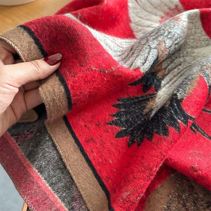 Buddha Stones Herbst Kranich Lotus Pflaumenblüte Muster Quasten Gemütlicher weicher Schal Schal - image 3