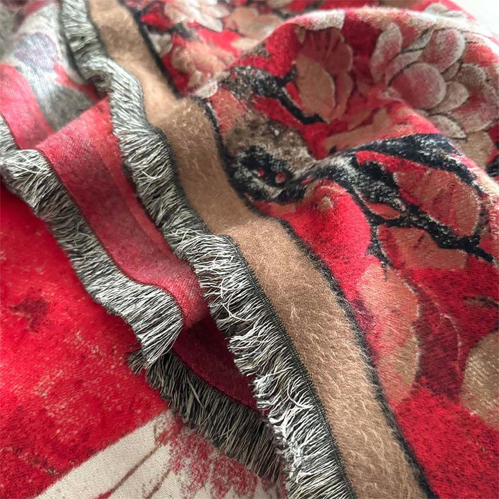 Buddha Stones Herbst Kranich Lotus Pflaumenblüte Muster Quasten Gemütlicher weicher Schal Schal - image 4