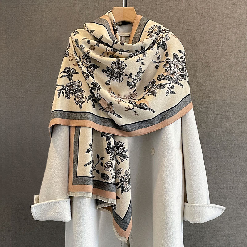 Buddha Stones Pendeln Blumen Vogel Muster Farbe Kontrast Design Quasten Gemütlicher weicher Schal Schal - image 6