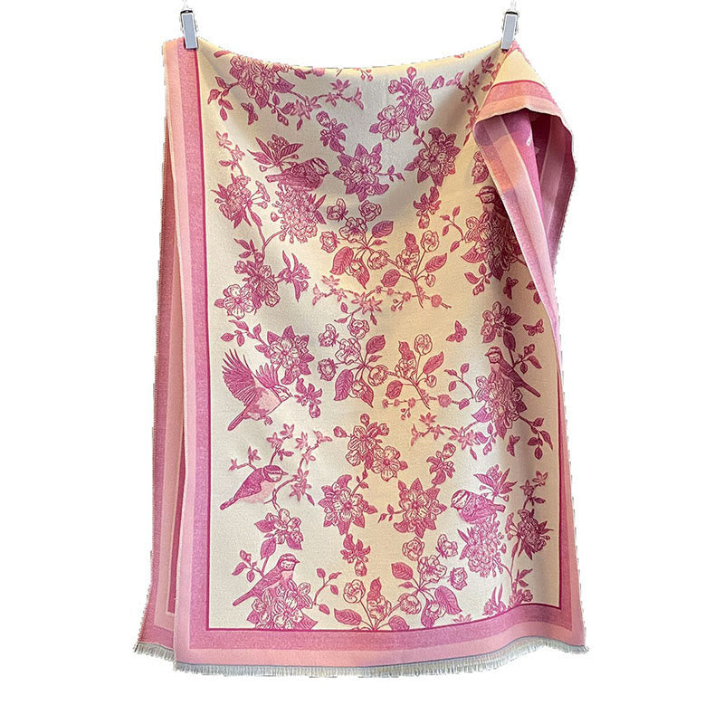 Buddha Stones Pendeln Blumen Vogel Muster Farbe Kontrast Design Quasten Gemütlicher weicher Schal Schal - image 13