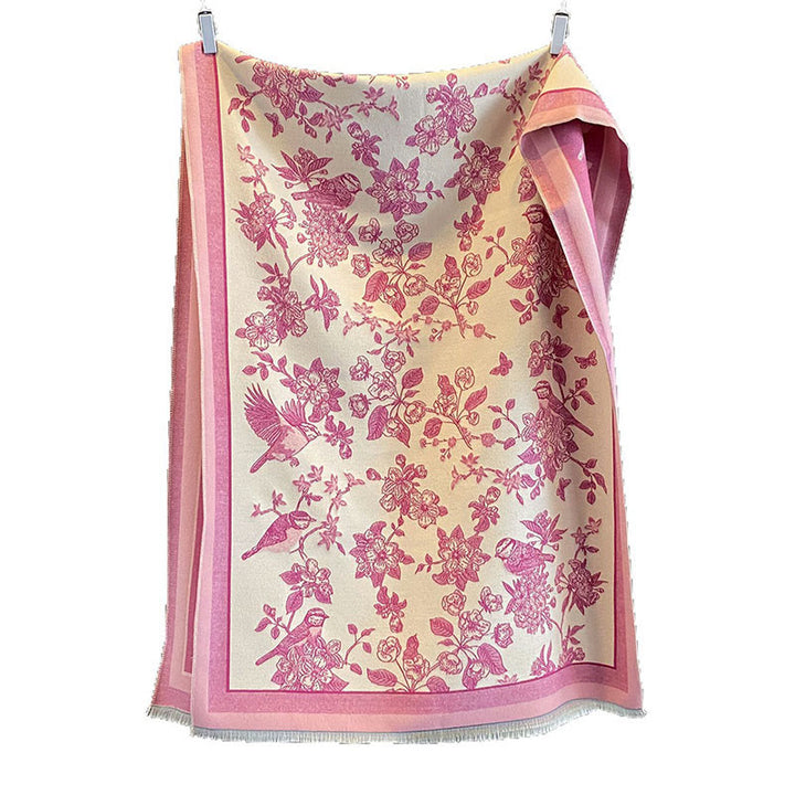 Buddha Stones Pendeln Blumen Vogel Muster Farbe Kontrast Design Quasten Gemütlicher weicher Schal Schal - image 13