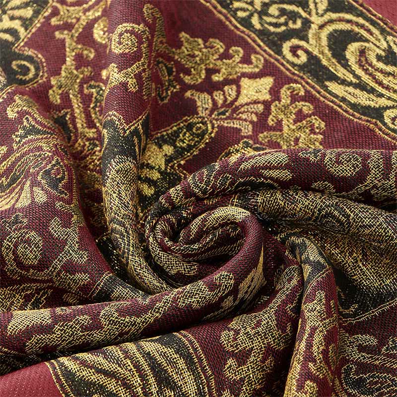 Buddha Stones Frühling Golden Cashew Blume Geometrische Muster Quaste Gemütlicher Schal Schal - image 8