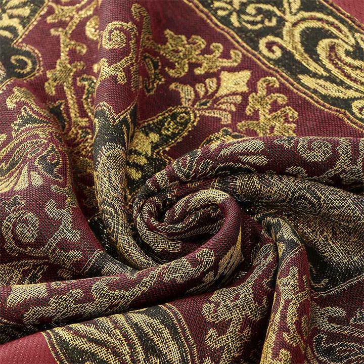 Buddha Stones Frühling Golden Cashew Blume Geometrische Muster Quaste Gemütlicher Schal Schal - image 8