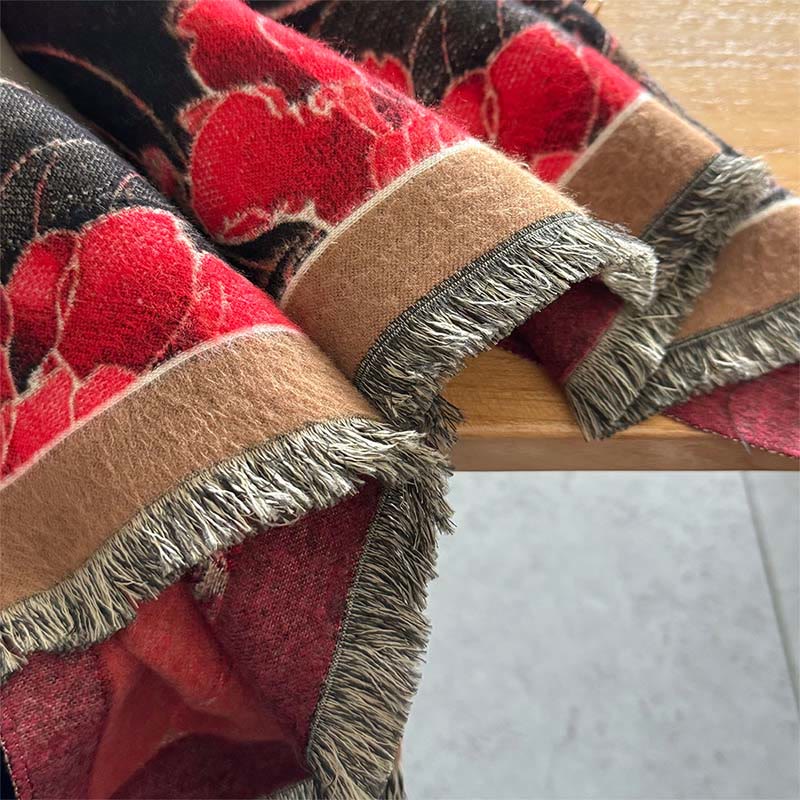 Buddha Stones Winter Thermal Phoenix Blumen Muster Quasten Weicher Schal Schal - image 4