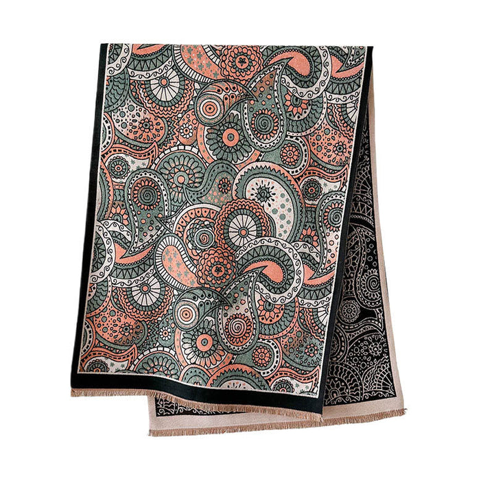 Buddha Stones Winter Ethno-Stil Paisley Geometrie Muster Quasten Weicher Schal Schal - image 5