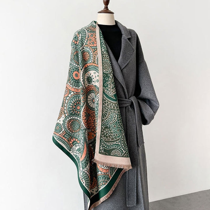 Buddha Stones Winter Ethno-Stil Paisley Geometrie Muster Quasten Weicher Schal Schal - image 8