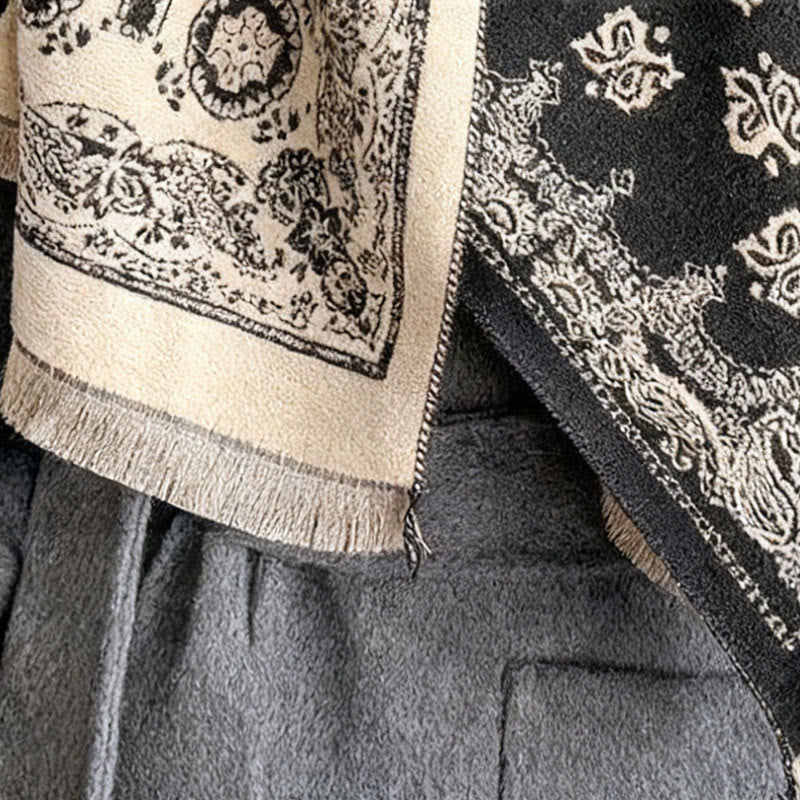 Buddha Stones Ethnic Paisley Geometrie Patchwork Muster Quasten Weicher Thermo Dicker Schal Schal - image 11