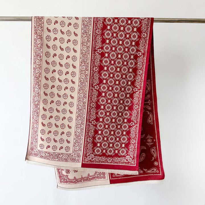 Buddha Stones Ethnic Paisley Geometrie Patchwork Muster Quasten Weicher Thermo Dicker Schal Schal - image 1