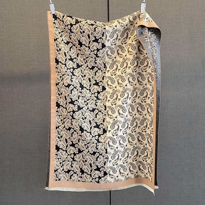 Buddha Stones Thermal Ethnic Paisley Farbkontrast Patchwork Muster Weicher Schal Schal - Schwarz - 190*65cm - image 5