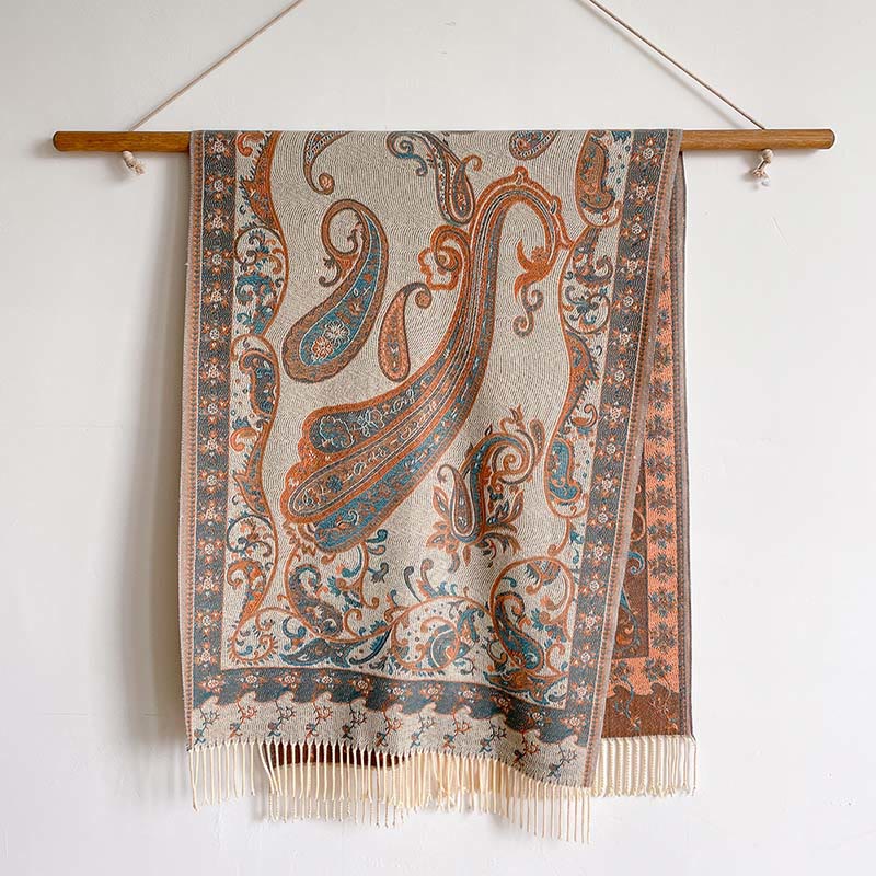 Buddha Stones Winter Pendeln Thermal Paisley Blumenmuster Quaste gemütlich Schal Schal - image 1